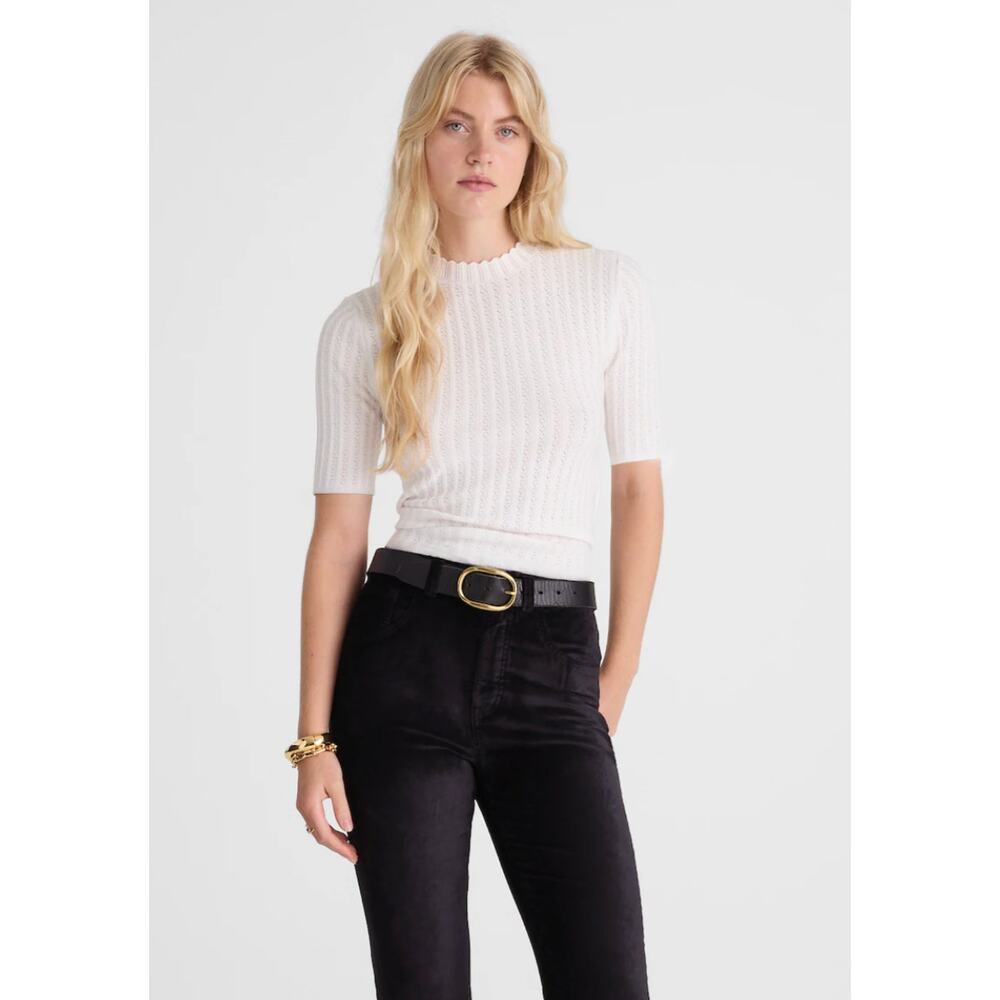 Madewell | NWT Pointelle Mockneck Sweater Tee Soft White | Sz XXS
